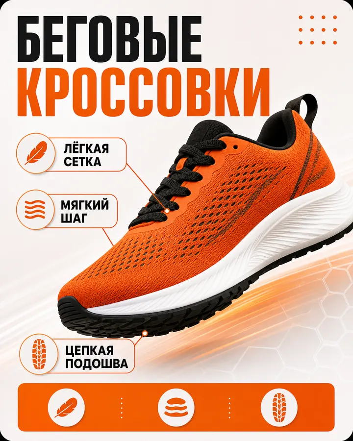 Кроссовки: инфографика с выгодами